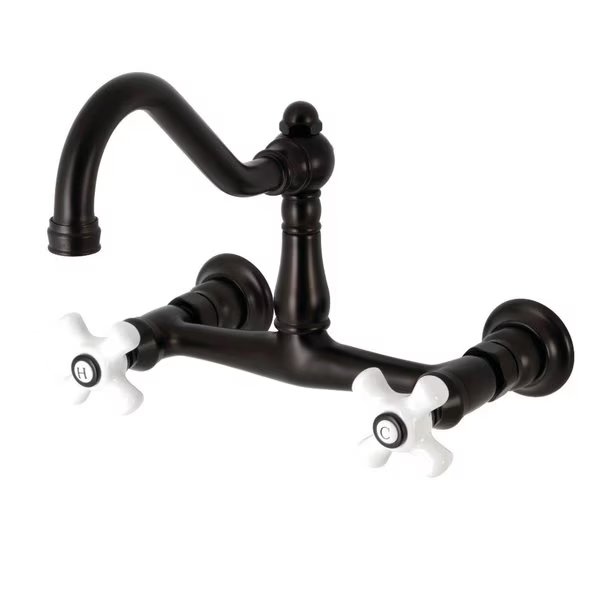 KS3245PX Two-Handle Wall Mount Bathroom Faucet, Oil Rubbed Bronze, Kingston Brass, Mfr#: KS3245PX